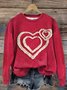 Damen Rundhals Herz/Herz Retro Frühling/Herbst Langarm Sweatshirt