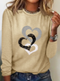 Damen Langarm T-Shirts T-Shirt Frühling/Herbst Herz/Herz Jersey Rundhals Urlaub Ausgehen Retro Oberteile