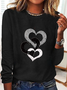 Damen Langarm T-Shirts T-Shirt Frühling/Herbst Herz/Herz Jersey Rundhals Urlaub Ausgehen Retro Oberteile