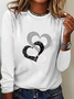 Damen Langarm T-Shirts T-Shirt Frühling/Herbst Herz/Herz Jersey Rundhals Urlaub Ausgehen Retro Oberteile