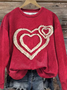 Damen Rundhals Herz/Herz Retro Frühling/Herbst Langarm Sweatshirt