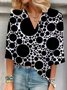 Damen Dreiviertelärmel Bluse Frühling/Herbst Polka Dots V-Ausschnitt Urlaub Ausgehen Lässig Oberteile