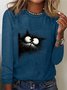 Damen Langarm T-Shirts T-Shirt Frühling/Herbst Katze Jersey Rundhals Täglich Ausgehen Lässig Oberteile