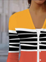Damen Frühling/Herbst Oberbekleidung Lässig Gestreift Jersey Schal Jacke