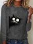 Damen Langarm T-Shirts T-Shirt Frühling/Herbst Katze Jersey Rundhals Täglich Ausgehen Lässig Oberteile