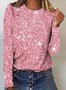 Damen Langarm T-Shirts T-Shirt Frühling/Herbst Unifarben Jersey Rundhals Urlaub Ausgehen Retro Oberteile