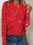 Damen Langarm T-Shirts T-Shirt Frühling/Herbst Unifarben Jersey Rundhals Urlaub Ausgehen Retro Oberteile