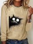 Damen Langarm T-Shirts T-Shirt Frühling/Herbst Katze Jersey Rundhals Täglich Ausgehen Lässig Oberteile