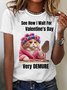 Damen Kurzarm T-Shirts T-Shirt Sommer Katze Jersey Rundhals Urlaub Ausgehen Lässig Oberteile