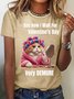 Damen Kurzarm T-Shirts T-Shirt Sommer Katze Jersey Rundhals Urlaub Ausgehen Lässig Oberteile