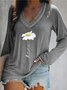 Damen Langarm T-Shirts T-Shirt Frühling/Herbst Geometrisch Spitze V-Ausschnitt Täglich Ausgehen Lässig Oberteile