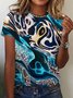 Damen Kurzarm T-Shirts T-Shirt Sommer Leopard Jersey Rundhals Täglich Ausgehen Lässig Oberteile