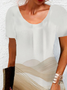 Damen Kurzarm Sommer Abstrakt Jersey Kleid Rundhals Täglich Ausgehen Lässig Mini H-Linie Tunika