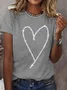 Damen Kurzarm T-Shirts T-Shirt Sommer Herz/Herz Baumwollmischung Rundhals Täglich Ausgehen Lässig Oberteile