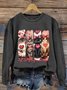 Damen Rundhals Katze Lässig Frühling/Herbst Langarm Sweatshirt