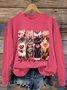 Damen Rundhals Katze Lässig Frühling/Herbst Langarm Sweatshirt