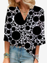 Damen Dreiviertelärmel Bluse Frühling/Herbst Polka Dots V-Ausschnitt Urlaub Ausgehen Lässig Oberteile