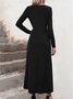 Damen Langarm Frühling/Herbst Farbblock Kleid V-Ausschnitt Urlaub Ausgehen Retro Maxikleid T-Shirt-Kleid A-Linien-Kleid