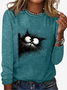 Damen Langarm T-Shirts T-Shirt Frühling/Herbst Katze Jersey Rundhals Täglich Ausgehen Lässig Oberteile