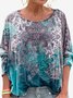 Damen Langarm T-Shirts T-Shirt Frühling/Herbst Ethnisch Jersey Rundhals Urlaub Ausgehen Lässig Oberteile