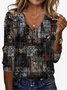 Damen Langarm T-Shirts T-Shirt Frühling/Herbst Geometrisch Jersey V-Ausschnitt Täglich Ausgehen Lässig Oberteile