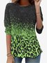 Damen Langarm T-Shirts T-Shirt Frühling/Herbst Leopard Jersey Rundhals Täglich Ausgehen Lässig Oberteile