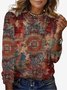 Damen Langarm T-Shirts T-Shirt Frühling/Herbst Ethnisch Jersey Rundhals Täglich Ausgehen Lässig Oberteile