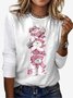 Damen Langarm T-Shirts T-Shirt Frühling/Herbst Weihnachtsschneemann Jersey Rundhals Täglich Ausgehen Lässig Oberteile
