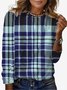 Damen Langarm T-Shirts T-Shirt Frühling/Herbst Kariert Jersey Rundhals Täglich Ausgehen Lässig Oberteile