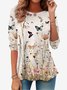 Damen Langarm T-Shirts T-Shirt Frühling/Herbst Geblümt Jersey Rundhals Täglich Ausgehen Lässig Oberteile