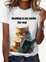 Damen Kurzarm T-Shirts T-Shirt Sommer Katze Jersey Rundhals Täglich Ausgehen Lässig Oberteile