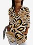 Damen Langarm Bluse Frühling/Herbst Leopard Hemdkragen Täglich Ausgehen Lässig Oberteile