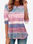 Damen Langarm T-Shirts T-Shirt Frühling/Herbst Farbblock Print Jersey Rundhals Täglich Ausgehen Retro Oberteile Pink