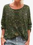 Damen Langarm T-Shirts T-Shirt Frühling/Herbst Ethnisch Jersey Rundhals Täglich Ausgehen Lässig Oberteile