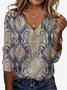 Damen Langarm T-Shirts T-Shirt Frühling/Herbst Ethnisch Jersey V-Ausschnitt Täglich Ausgehen Lässig Oberteile