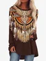 Damen Langarm T-Shirts T-Shirt Frühling/Herbst Ethnisch Print Jersey Rundhals Urlaub Ausgehen Lässig Oberteile