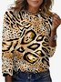 Damen Langarm T-Shirts T-Shirt Frühling/Herbst Leopard Jersey Rundhals Täglich Ausgehen Lässig Oberteile