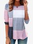 Damen Langarm T-Shirts T-Shirt Frühling/Herbst Farbblock Print Jersey Rundhals Täglich Ausgehen Retro Oberteile