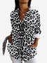 Damen Langarm Bluse Frühling/Herbst Leopard Hemdkragen Täglich Ausgehen Lässig Oberteile