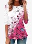 Damen Langarm T-Shirts T-Shirt Frühling/Herbst Geblümt Print Jersey Rundhals Täglich Ausgehen Lässig Oberteile