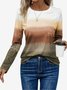 Damen Langarm T-Shirts T-Shirt Frühling/Herbst Farbblock Print Jersey Rundhals Täglich Ausgehen Retro Oberteile