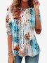 Damen Langarm T-Shirts T-Shirt Frühling/Herbst Zufälliger Druck Jersey Rundhals Täglich Ausgehen Lässig Oberteile