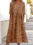 Damen Halbarm Sommer 3d Drucken Kleid Rundhals Täglich Ausgehen Retro Maxikleid A-Linien Blusenkleid