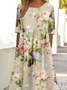 Damen Halbarm Sommer 3d Drucken Kleid Rundhals Täglich Ausgehen Retro Maxikleid Blusenkleid A-Linien-Kleid