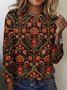 Damen Kariert Langarm T-Shirts T-Shirt Rundhals Retro Frühling/Herbst Oberteile