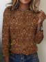 Damen Kariert Langarm T-Shirts T-Shirt Rundhals Retro Frühling/Herbst Oberteile