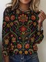 Damen Kariert Langarm T-Shirts T-Shirt Rundhals Retro Frühling/Herbst Oberteile