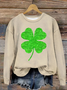 Damen vierblättriges Kleeblatt Rundhals Lässig Frühling/Herbst Langarm Sweatshirt