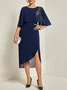 Damen Abendkleid Chiffon Elegant Stickerei Sommerkleid Festliche Midikleid