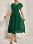 V-Ausschnitt Elegant Chiffon Unifarben Kleid